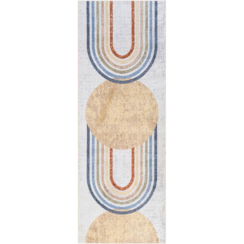 Livabliss Kids & Tween Lillian Novelty Washable Area Rug - 2'7" x 7'3" - Greige Multi