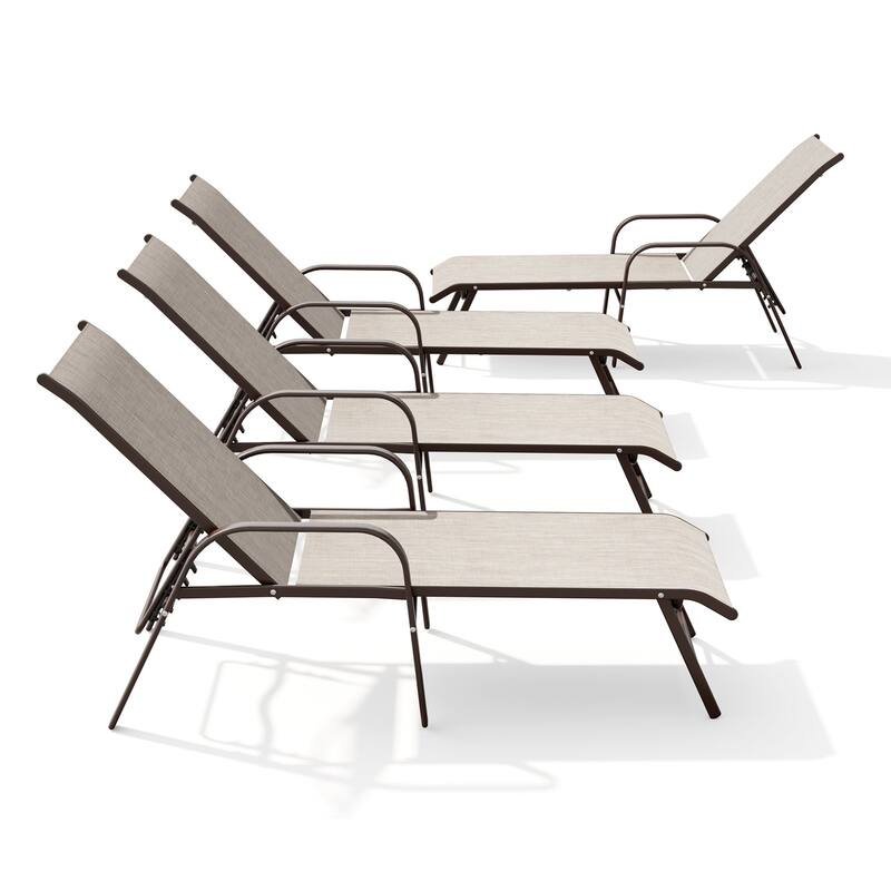 4PCS Outdoor Chaise Lounges Chair Aluminum with Adjustable Backrest