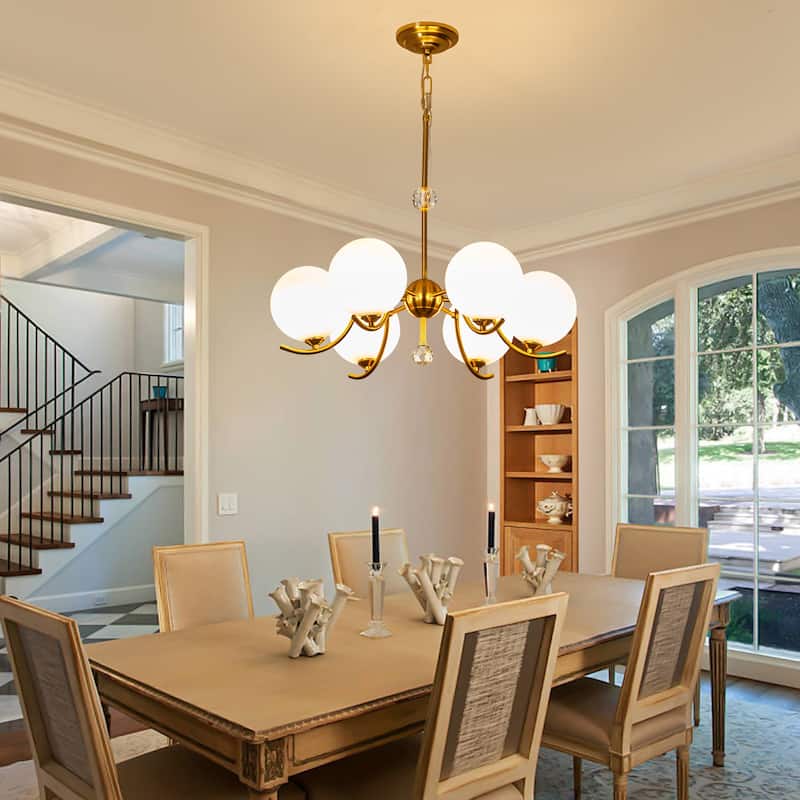 Starsky 6-Light 27inch Modern Sputnik Ceiling Light Glass Globe Bubble Chandelier