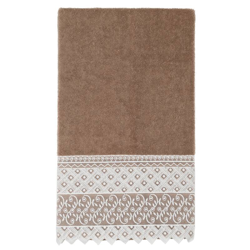 Authentic Hotel and Spa 100% Turkish Cotton Aiden 3PC White Lace Embellished Towel Set