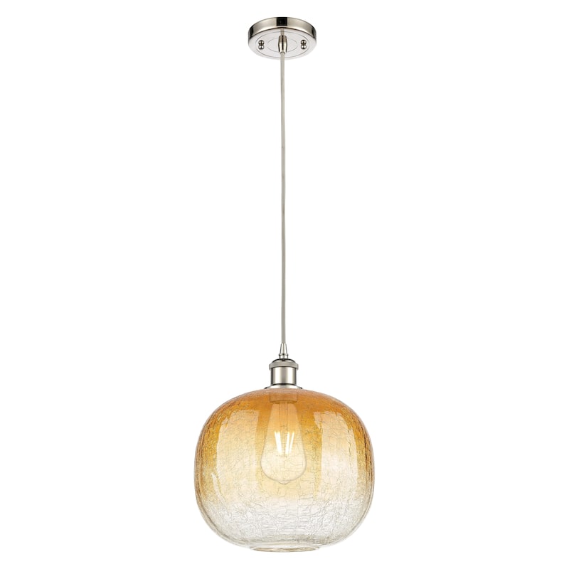 Innovations Lighting Endless Possibilities Ballston - Brookhaven Sphere - 1 Light 11" Cord Hung Mini Pendant - Polished Nickel/Amber