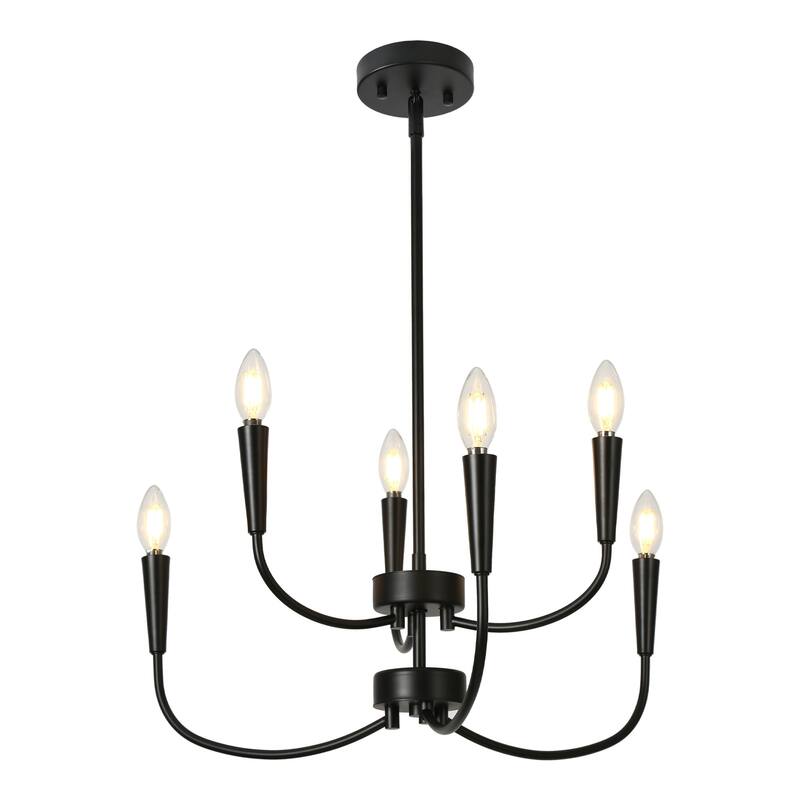 Modern Contemporary 6-Light Candle Black Chandelier for Dining Room