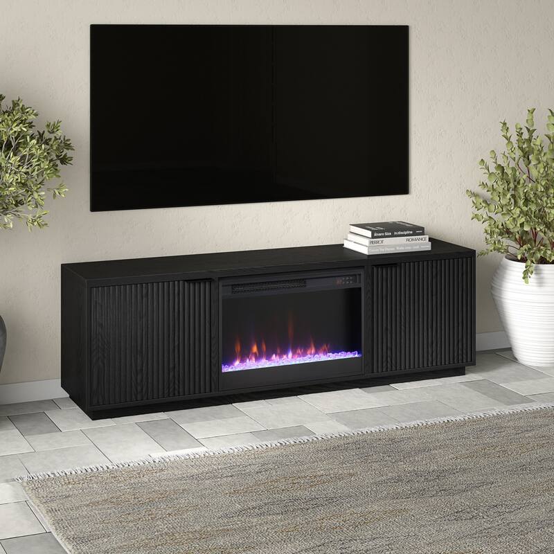 Mansfield Rectangular TV Stand with 26" Crystal Fireplace for TV's up to 78" - 70" Wide