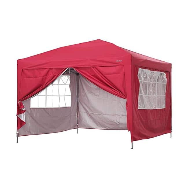 Zenova 10x10 Pop Up Canopy Tent Instant Folding Shelter With 4 Sidewalls with Free Mosquito Net - Red