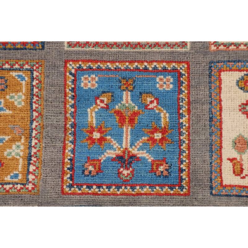 Garden Design Kazak Oriental Accent Rug Handmade Wool Carpet - 3'7" x 4'11"