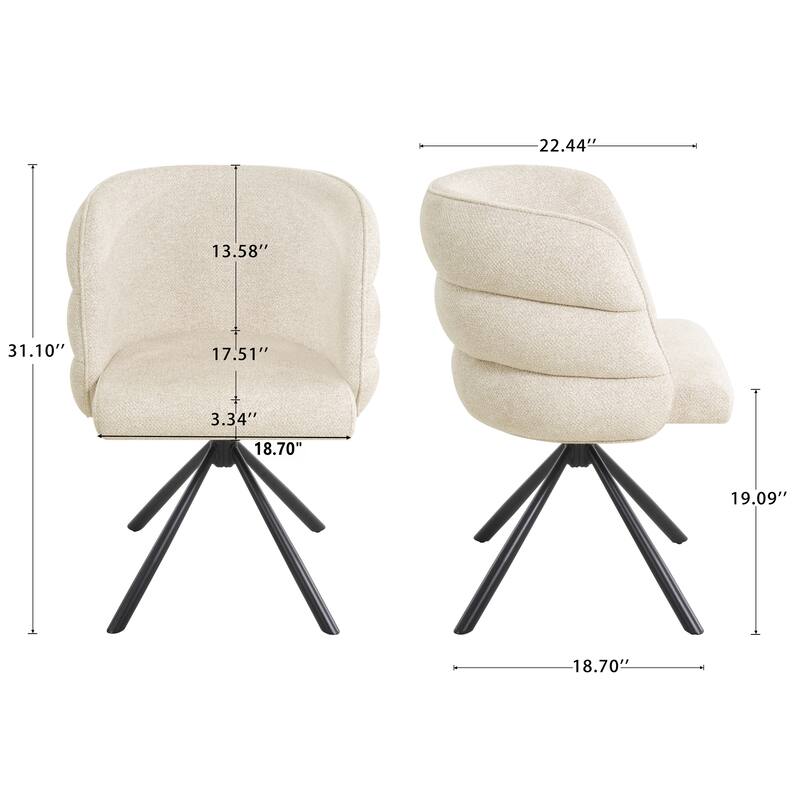 270°Swivel Modern Upholstered Dining Chairs with Metal Base (Set of 2)
