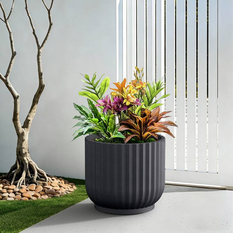 Upgraded Interior Concrete Round Planter / Pot Drainage Hole