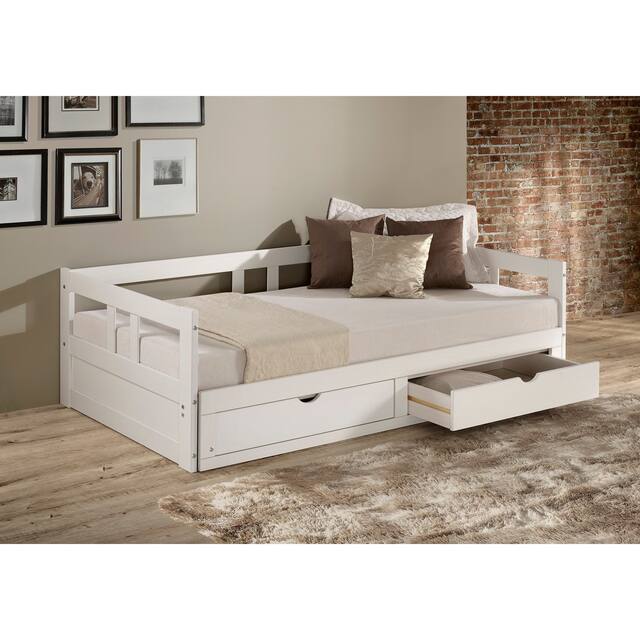 Melody Expandable Twin-to-King Trundle Daybed with 2 Storage Drawers
