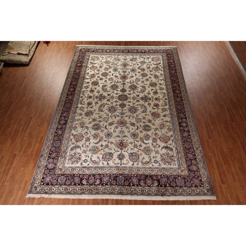 Vegetable Dye Kashmar Large Vintage Persian Rug Handmade Wool Carpet - 11'3" x 16'3"