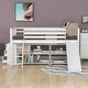 preview thumbnail 7 of 7, White Twin Pine Low Loft Bed with Bookcases, Drawers, Convertible Ladder, Slide
