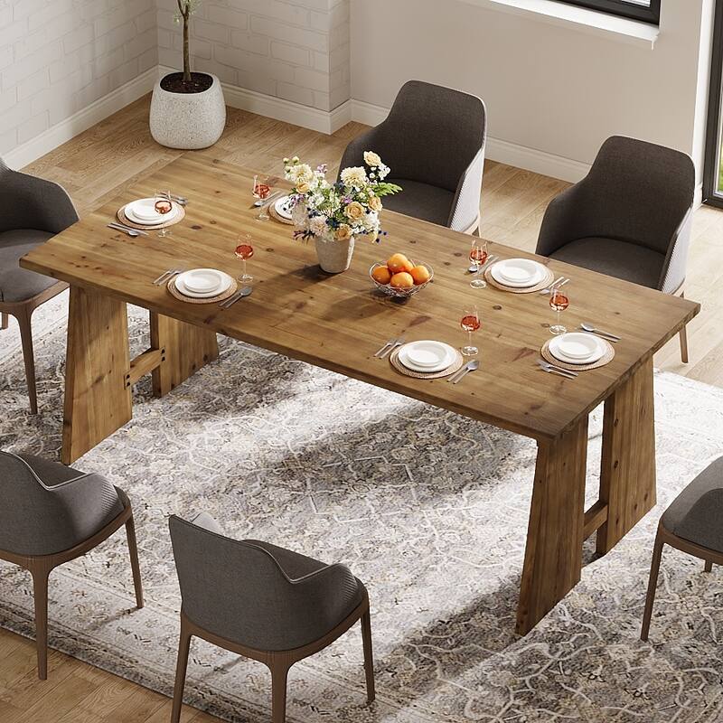 70.9" Solid Wood Dining Table, Kitchen Table for 6-8 with Unique Base