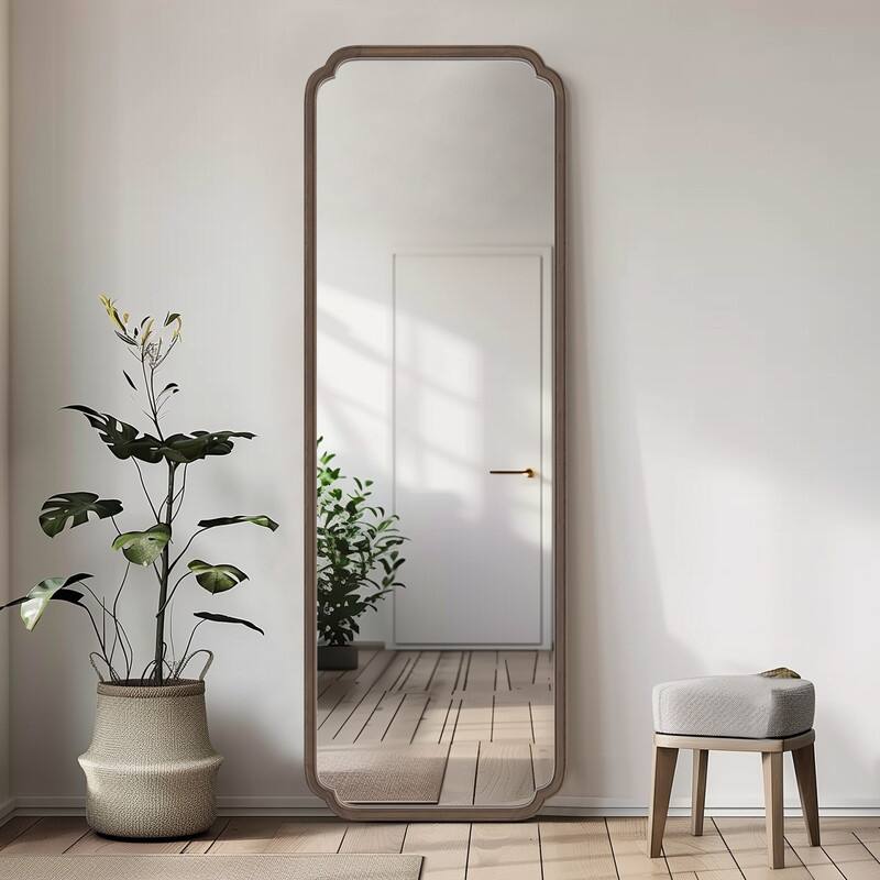 Farmhouse Full-length Mirror with Walnut Frame - 24"x71" - Walnut