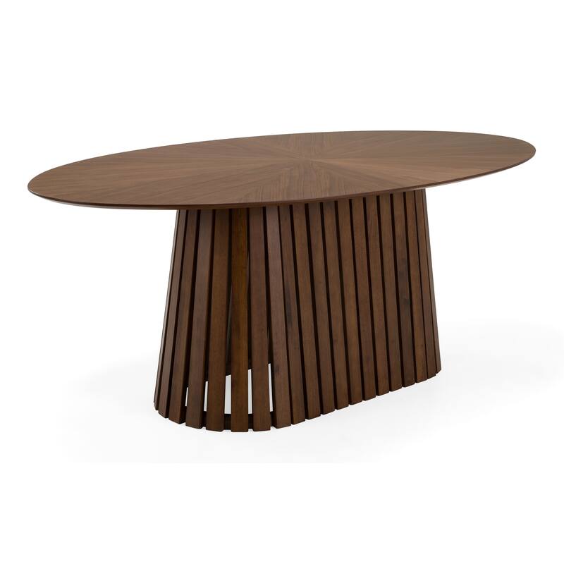 Truman Mid-Century Modern Walnut Oval Dining Table