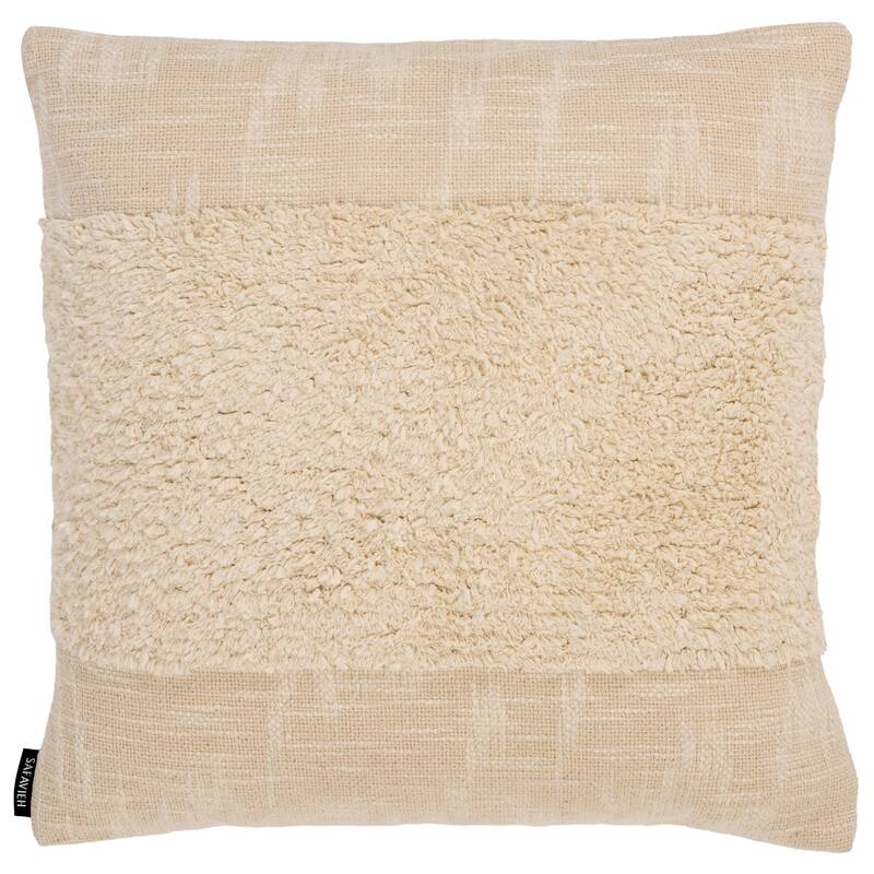SAFAVIEH Home Kenz 18-inch Square Natural Cotton Decorative Throw Pillow