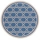 preview thumbnail 72 of 140, SAFAVIEH Courtyard Thomasina Indoor/ Outdoor Patio Backyard Rug 5'3" x 5'3" Round - Blue/Beige