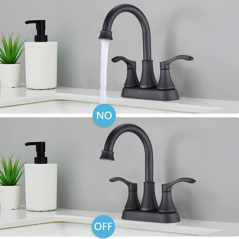 4 Inch Centerset Bathroom Sink Faucet Double Handle Bathroom Faucet with 360° Swivel Spout Vanity Tap with Pop Up Drain