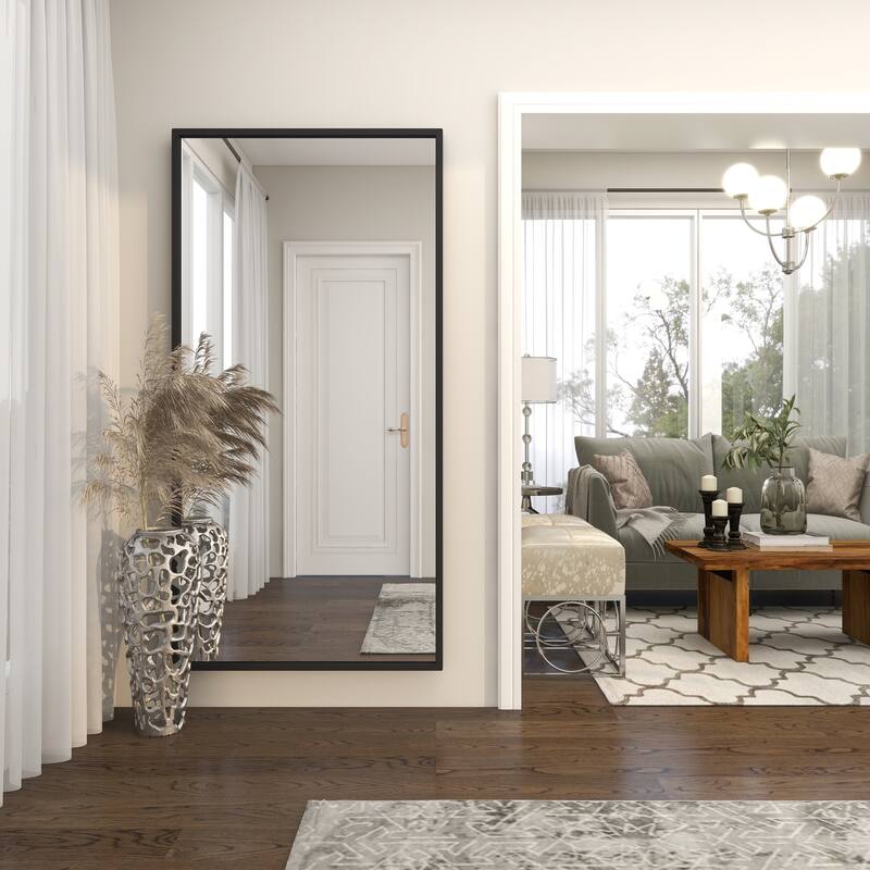 Metal Tall Floor Mirror - Black - Roche River Decor