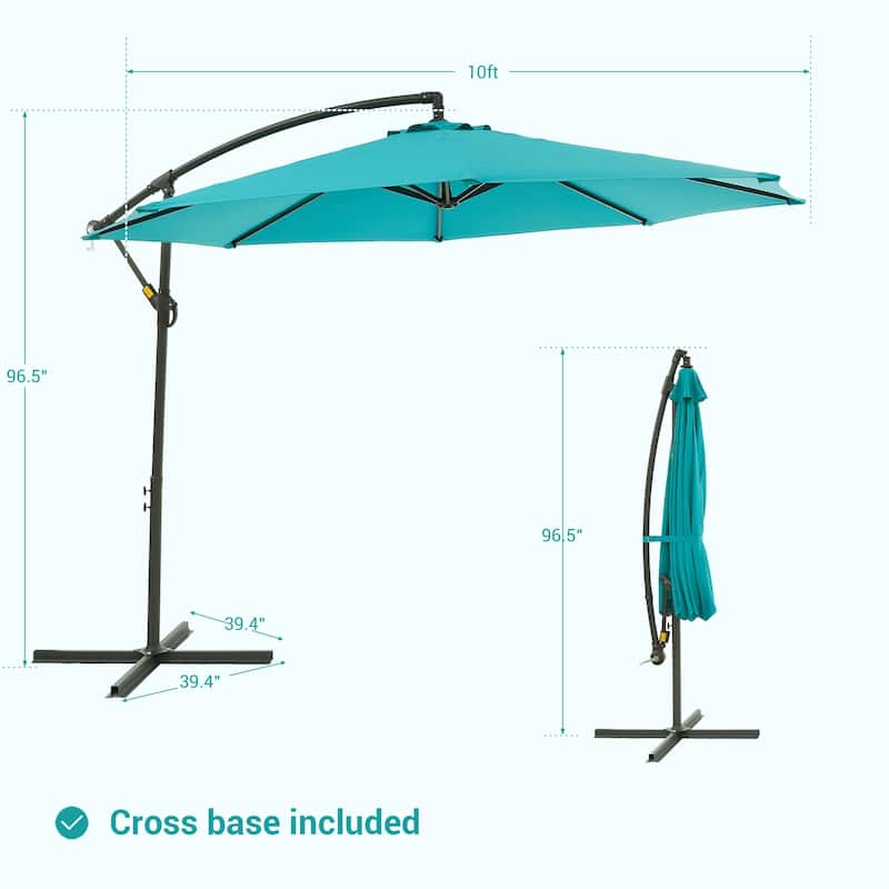 BONOSUKI 10ft Patio Offset Umbrella Outdoor Hanging Umbrella