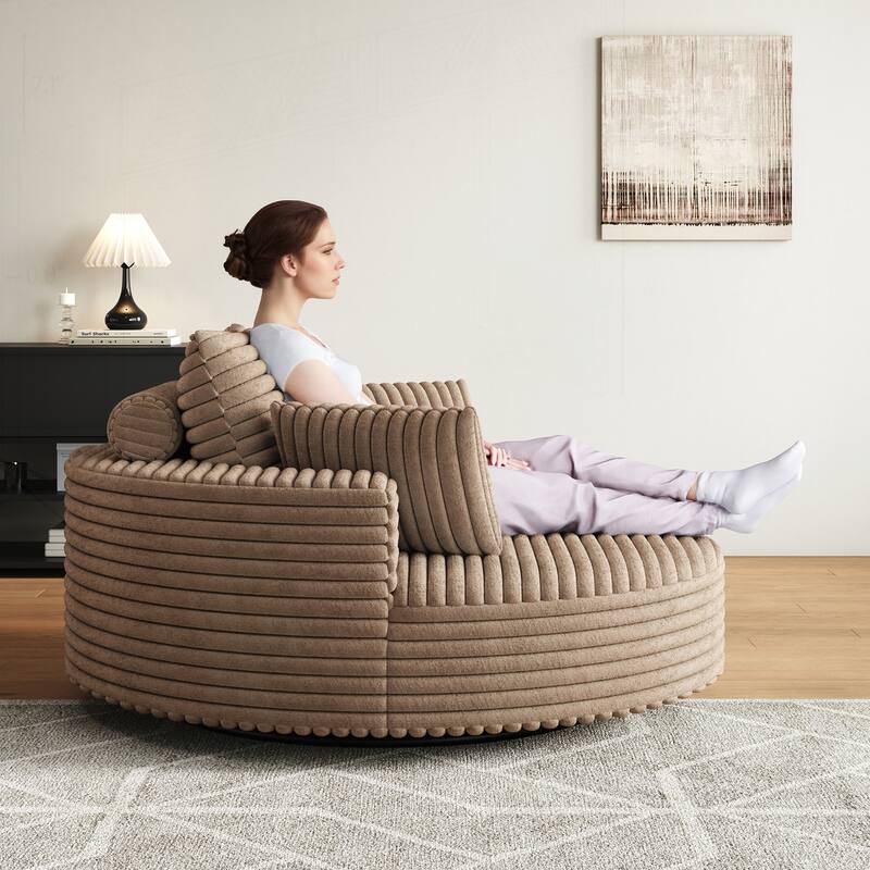 Comfortable Corduroy Foam Swivel Chair for Various Rooms, Enhancing Relaxation