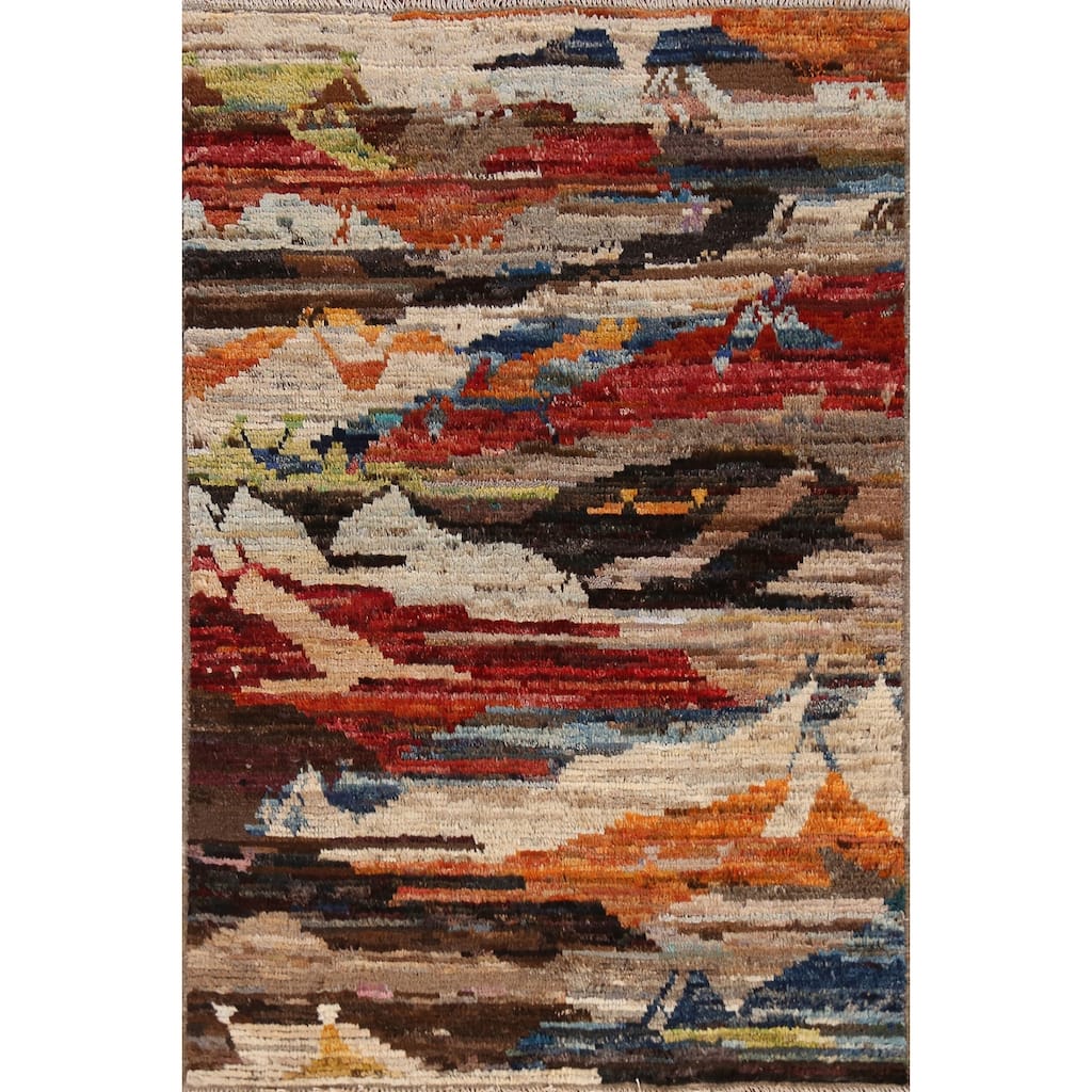 Abstract Moroccan Oriental Rug Handmade Wool Carpet - 4'0" x 5'11"