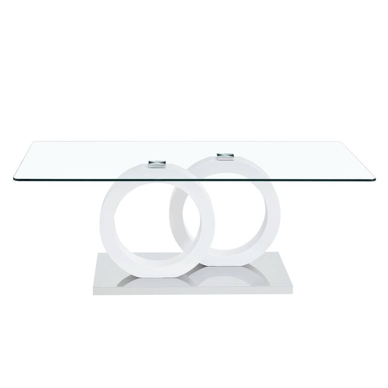 Contemporary Style Glass-Top Mdf Coffee Table With Base