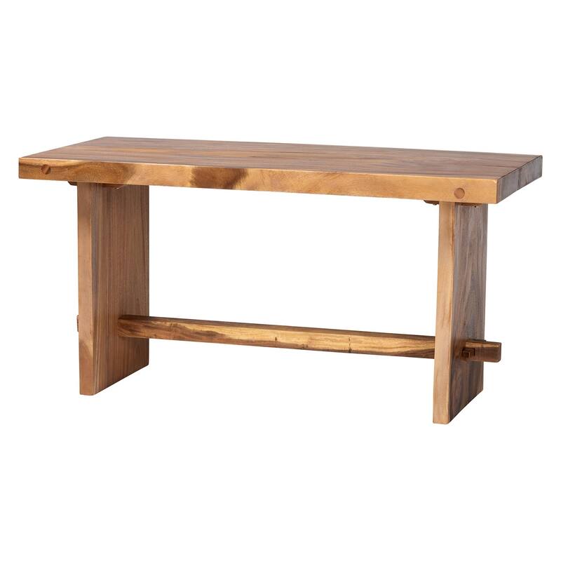 Lin Suar Wood Dining Set - Handcrafted Rectangular Solid Wood Table with Seating, Rustic Modern Kitchen or Dining Room Set