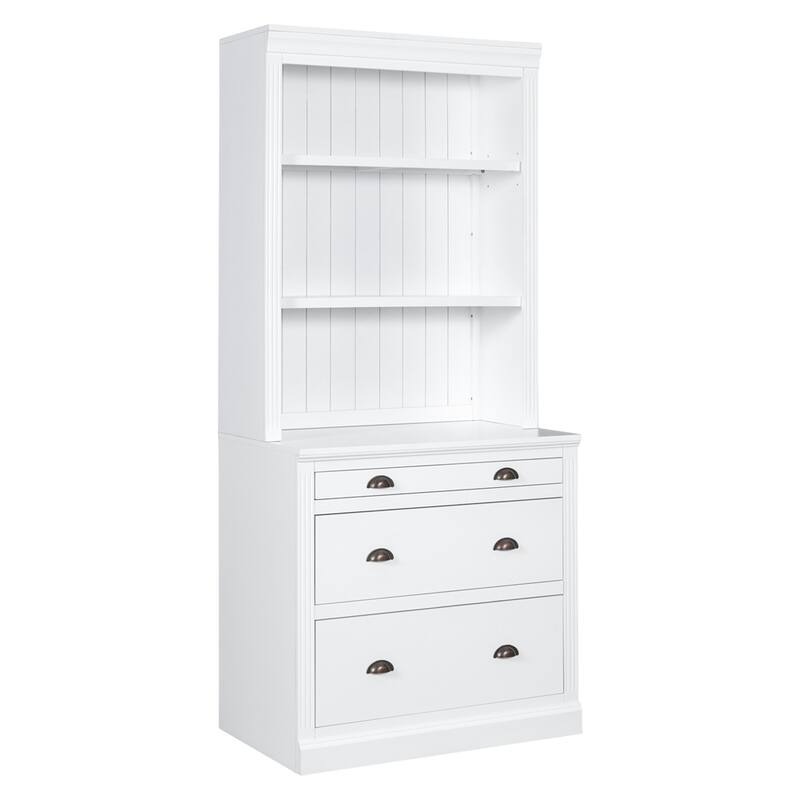 Modern Storage Bookcase with LED Lighting and Drawer