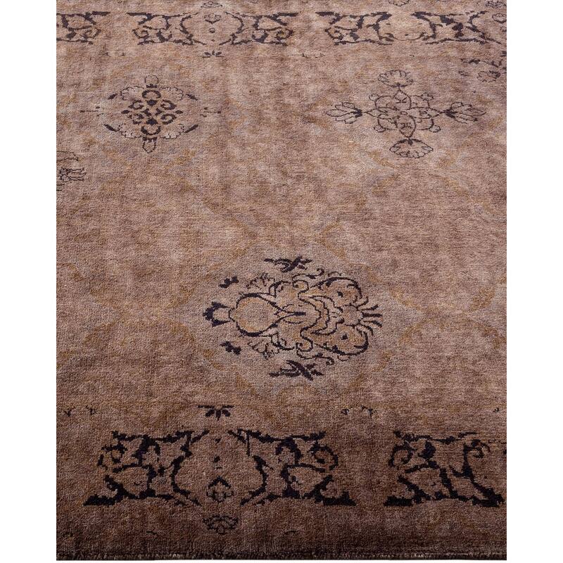 Overton Hand Knotted Wool Vintage Inspired Modern Contemporary Overdyed Brown Area Rug - 3' 2" x 5' 4"