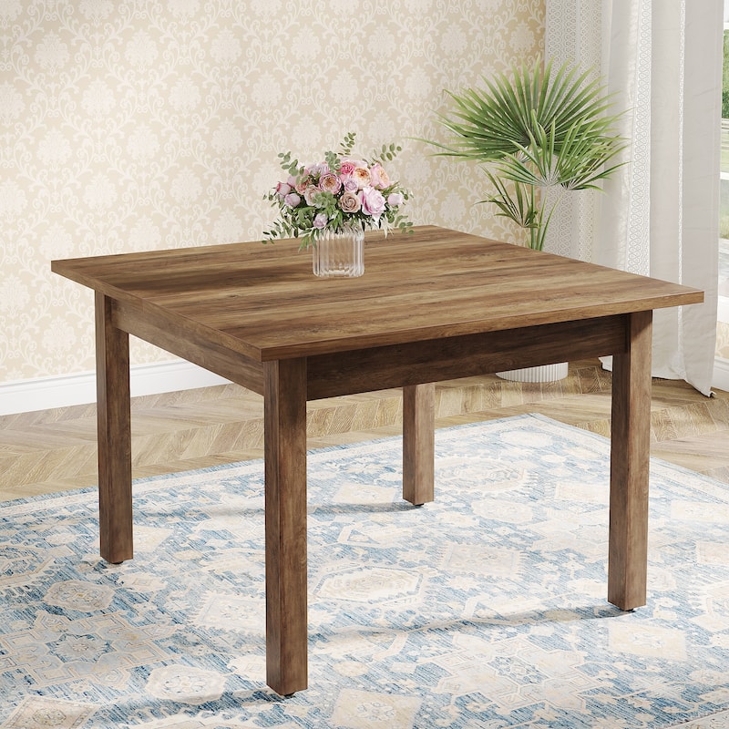 Small Square Kitchen Dining Table with Solid Wood Legs for 4