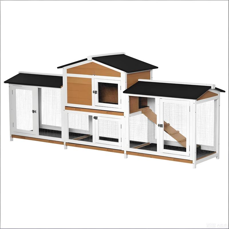 Small Animal Hutch Cage,Pet House,Wooden Rabbit Hutch is designed for convenient cleaning - Black,White,Yellow