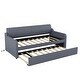 preview thumbnail 8 of 10, Upholstered Bed Twin Size Daybed with Trundle and USB Charging Design, Livingroom Daybed with Pull-out Sofa Bed, Gray