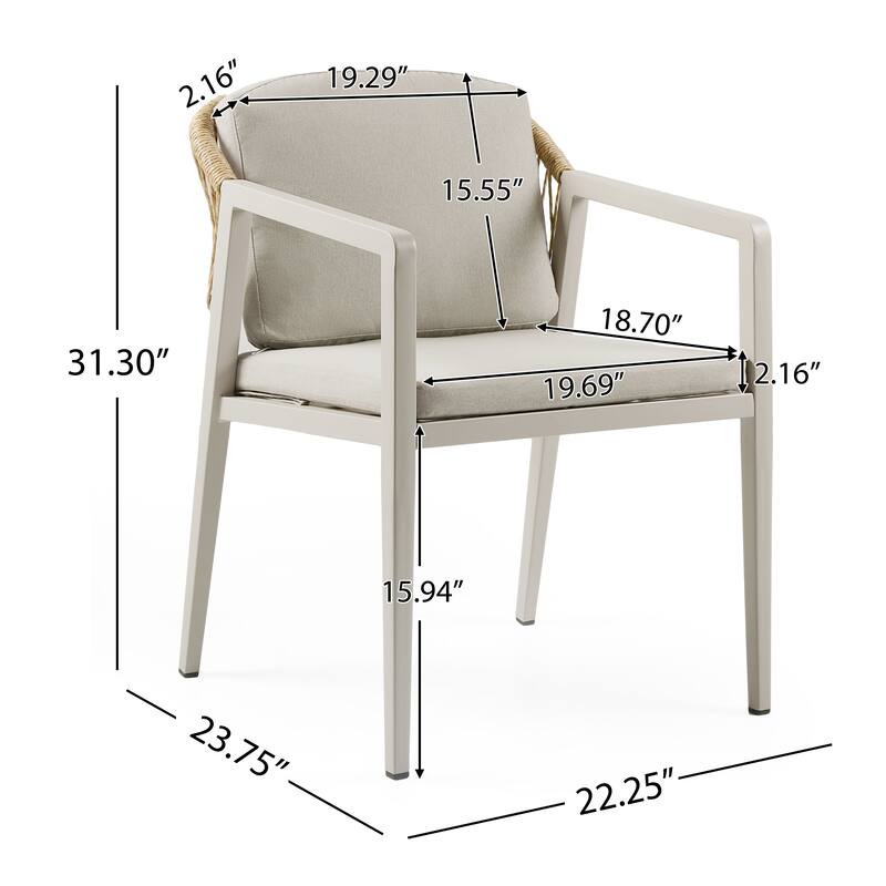 7-Piece Outdoor Dining Set with Acacia Wood Tabletop and 6 Cushioned Chair