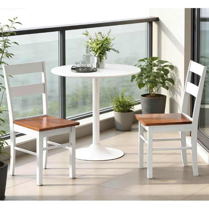 GDFStudio Outdoor Aurelia Rubberwood Dining Chairs with Open Back Set of 2