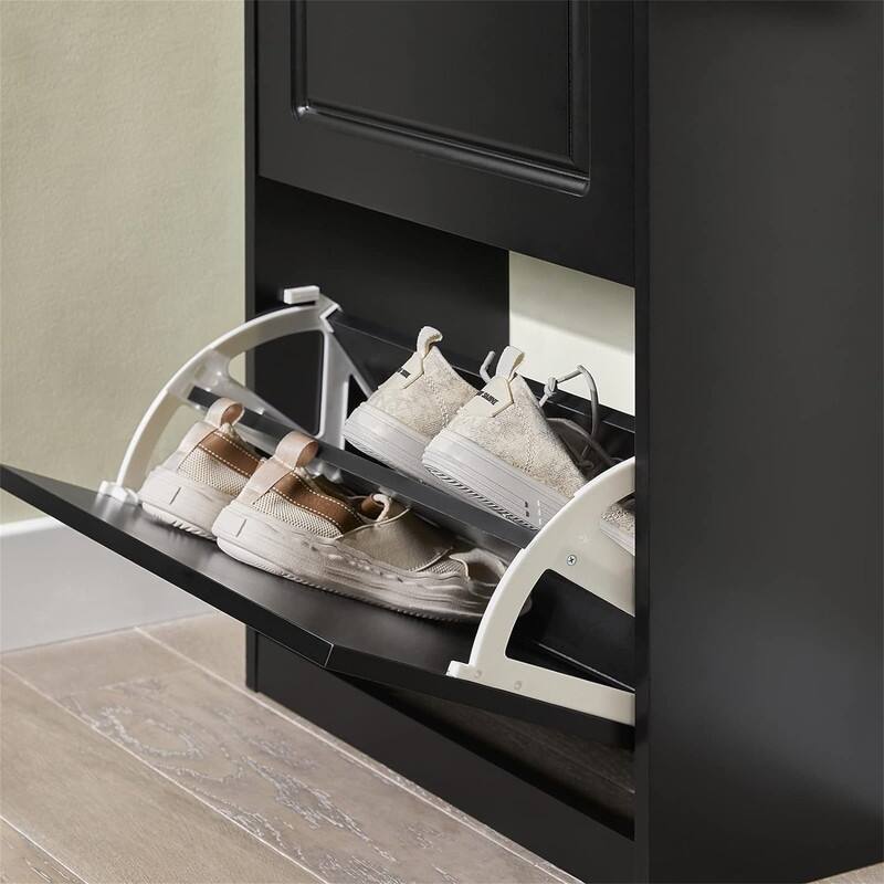 Black Shoe Cabinet with 3 Flip Drawers