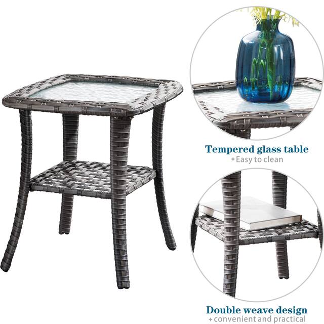 OVIOS 3-piece Rattan Wicker Rocking Swivel Chair Set