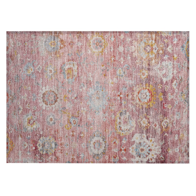 Machine Washable Indoor/ Outdoor Vintage Traditional Chantille Rug