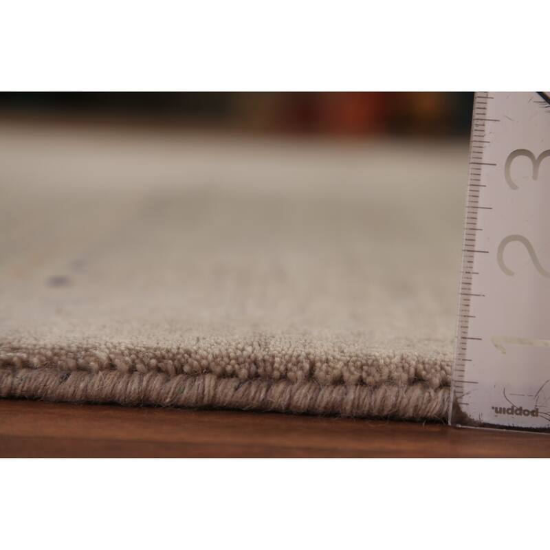 Tribal Gabbeh Oriental Rug Hand-Knotted Beige Modern Wool Carpet - 5'7" x 7'11"