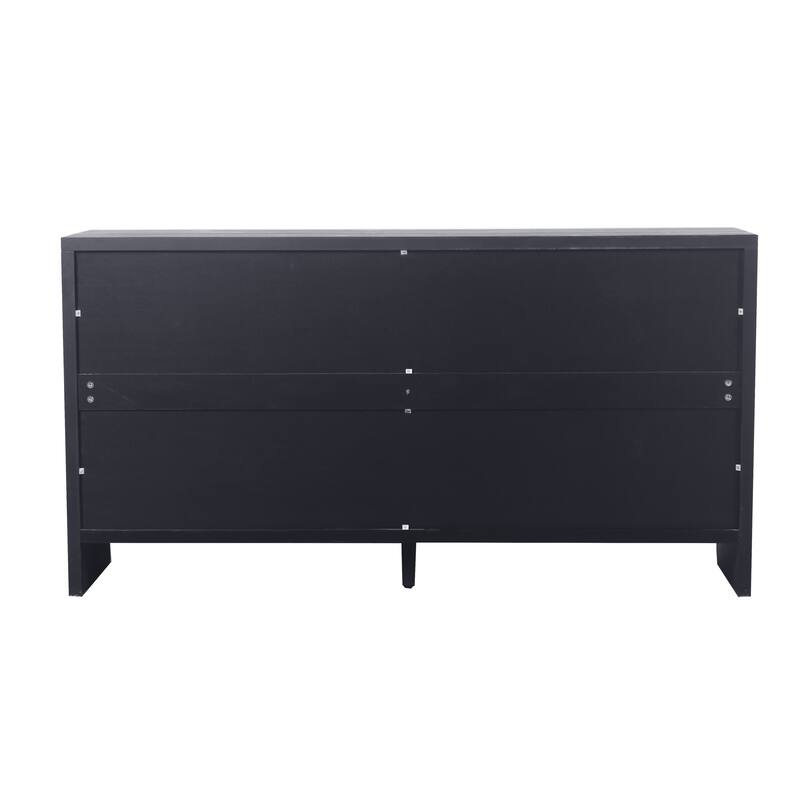 60" Farmhouse Antique Black 4 Wooden Door Sideboard Buffet Server Accent Storage Cabinet