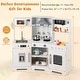 preview thumbnail 9 of 12, Wooden Pretend Play Kitchen Set with Lights & Sounds, Dual Stoves, Range Hood, Ice-Maker Fridge & Ample Storage