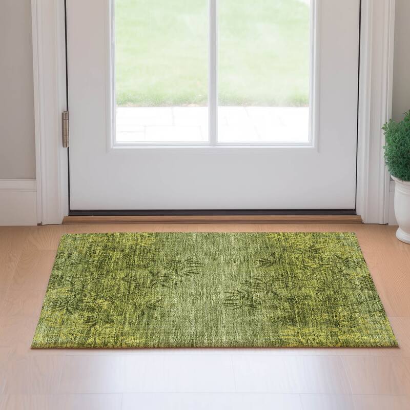 Premium Washable Super Soft Floral Imprints Mayfield Rug - Olive - 1' 8" x 2' 6" - Rectangle