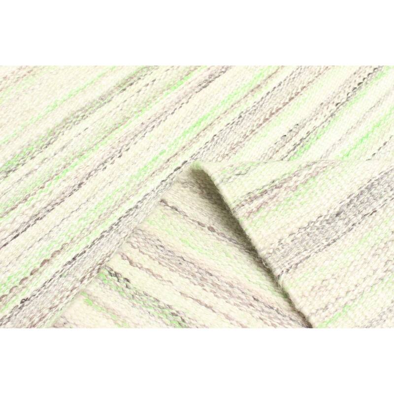 ECARPETGALLERY Flat-Weave Ankara FW Light Green, Light Green Wool Kilim - 5'2 x 7'9