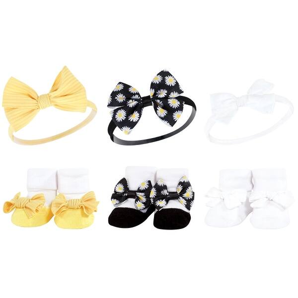 slide 1 of 1, Hudson Baby Infant Girl Headband and Socks Giftset, Black Daisy, One Size - Black Daisy Black Daisy - One Size