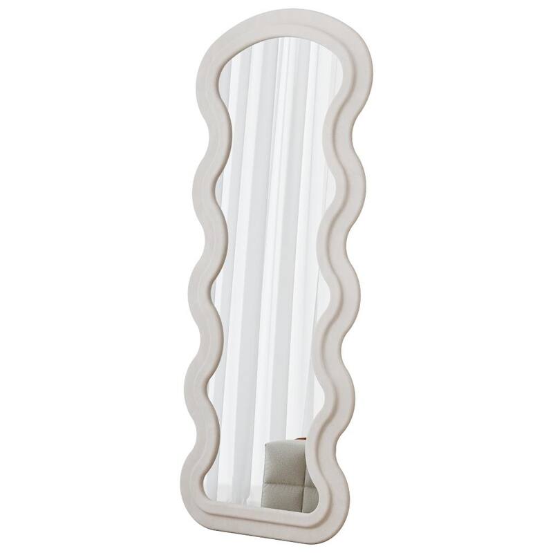 Full Length Wave Floor Mirror with Stand for Living Room Hanging or Against The Wall