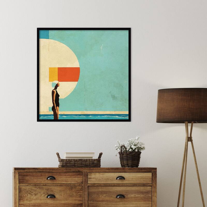 Mid Century Pool by Layla Oz Wood Framed Wall Art Print