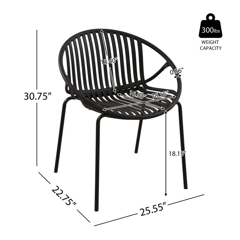 Roomfitters Modern Stackable Outdoor Dining Chairs with Metal Legs, Breathable Plastic Patio Side Chair, Set of 2