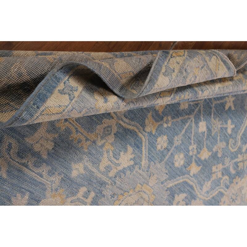 Blue Oushak Vegetable Dye Area Rug Handmade Wool Carpet - 8'2"x 10'0"