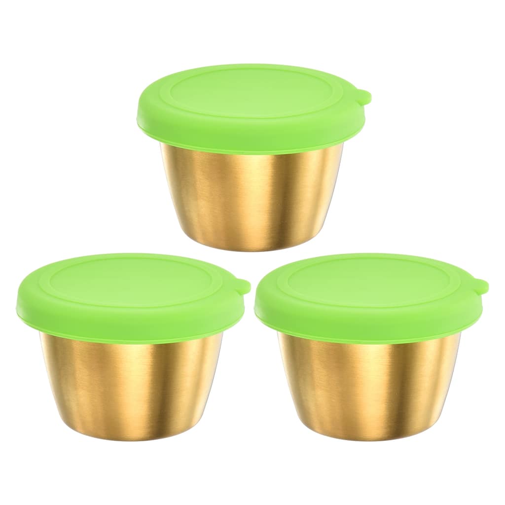 3pcs Condiment Cups Containers w Lids 2.4oz Salad Dressing Container - 2.4" W x 1.5" H