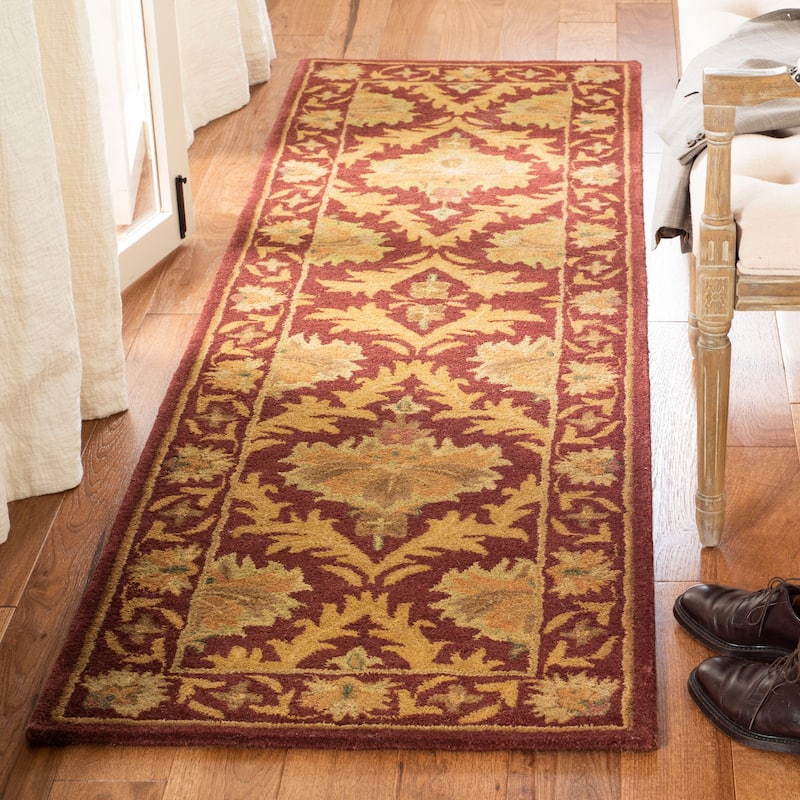 SAFAVIEH Handmade Antiquity Charis Traditional Oriental Wool Rug - 2'3" x 8' Runner - Wine/Gold