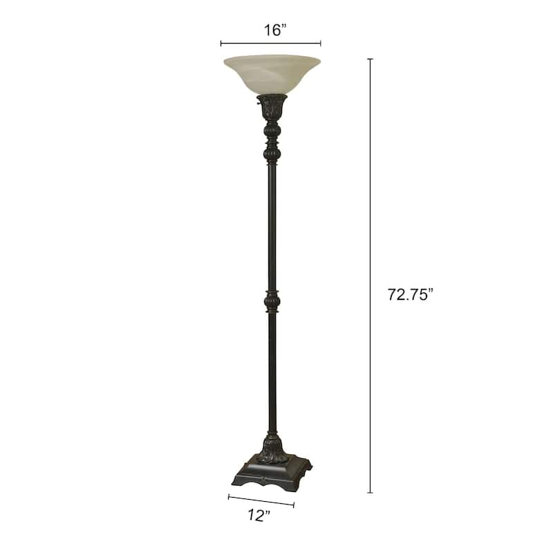 StyleCraft Madison Bronze Floor Lamp - White Glass Shade
