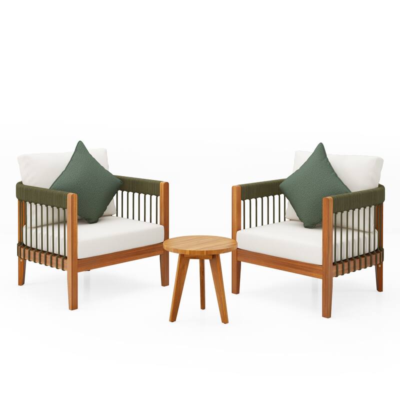 Christopher Knight Home- Henry Acacia Outdoor 3-Piece Chat Set